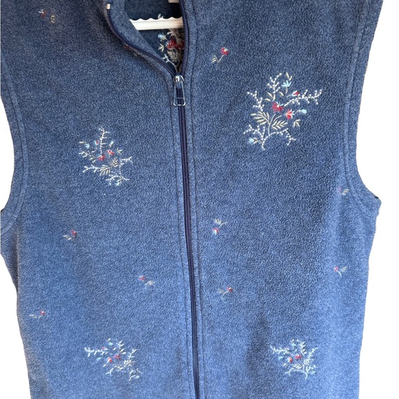 Blue Fleece Vest NORTHERN REFLECTIONS flower embroidery Medium - Picture 3 of 8